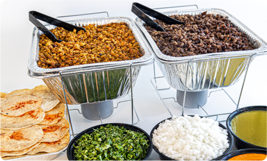 Taco bar with assorted foods